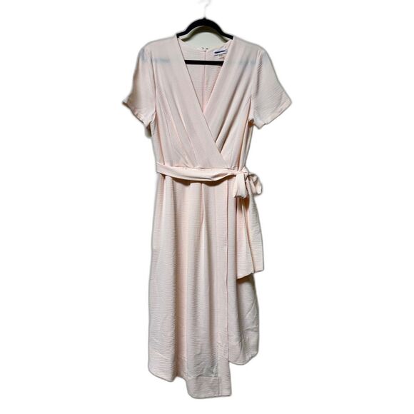 CALVIN KLEIN Blush Pink Faux Wrap Midi Dress, Sz 12 - Picture 1 of 7